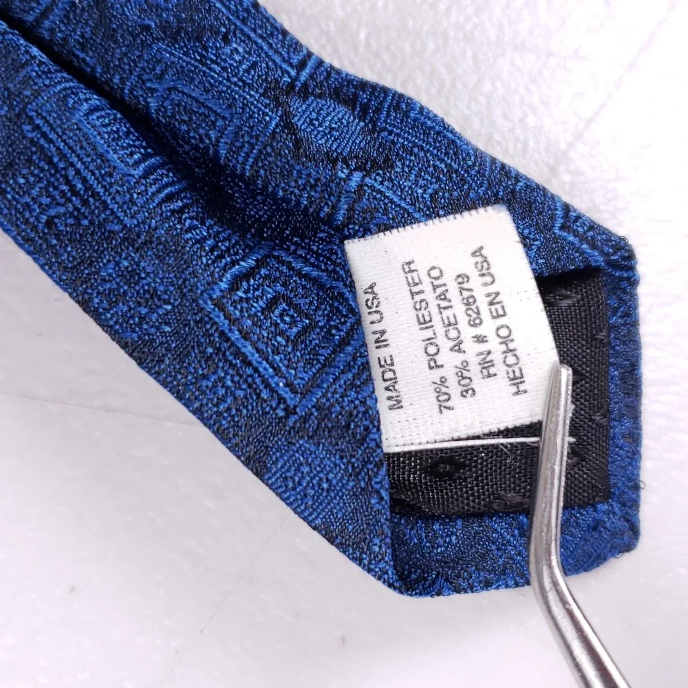 KETCH Necktie Blue Geometric Pattern Men's Tie Made In‎ USA Classic Style
